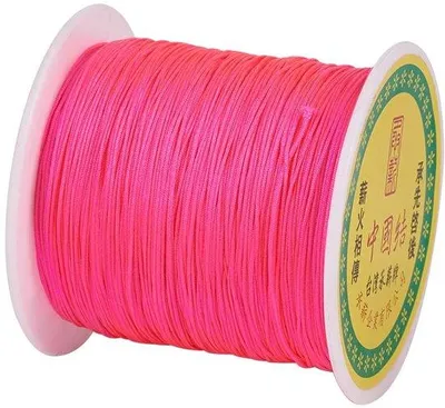 Image de Fil de nylon perlé, 0,5 mm - 150 mètres - Macramé - Fabrication de bijoux - Rose vif - Polyvalent
