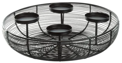 Zdjęcie produktu dla Omgoods - Metalowy wieniec świąteczny, średnica 36,5 cm, z uchwytami na 4 świece