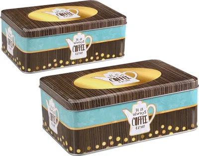 Produktbild von tea4chill Keksdosen / Teedosen / Kaffeedosen / Vorratsdosen Set „Coffee Time“, 2 Dosen, Scharnierdeckel