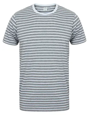 Image de SF Men SF202 | Hommes Striped T / TearAway-Label - Couleur : Heather Grey/White - Taille : S