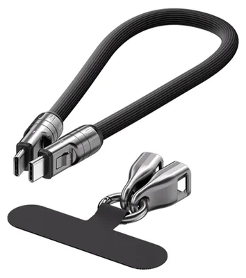 Obrázok produktu pre Náhrdelník na telefón s nabíjacím káblom typu C na typ C, 240 W, s inteligentným čipom PD, na nabíjanie a synchronizáciu dát, čierny