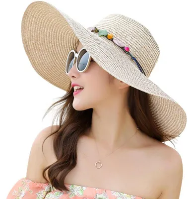 Immagine prodotto di Cappello da donna in paglia con grande fiocco, pieghevole, colore kaki, protezione UV 50+, taglia unica