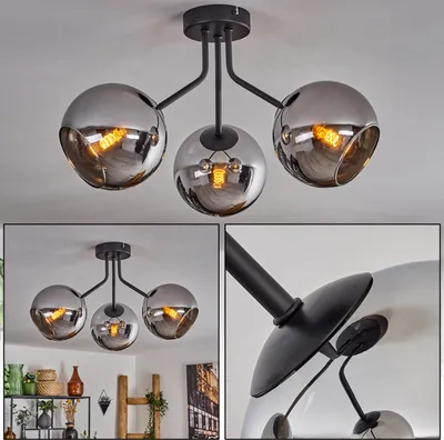 Produktbild von Cesaro Deckenlampe aus Metall/Glas in Schwarz/Chromfarben