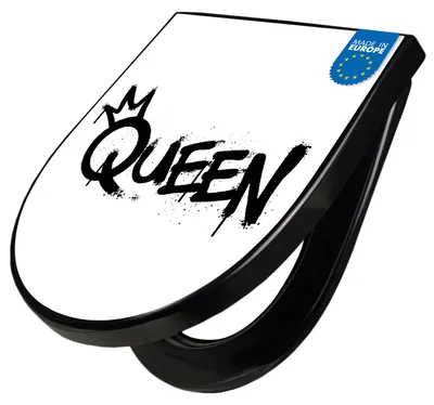 Produktbild von WC Sitz D-Form Schwarz mit Absenkautomatik Motiv Queen Graffiti [TDSCH3 13248]