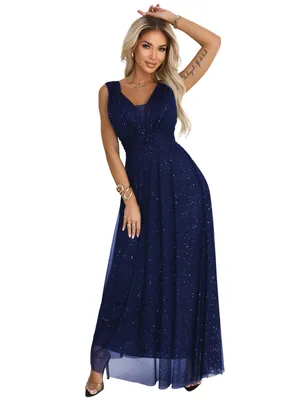 Produktbild von Numoco Abendkleid Klaudia Maxikleid Partykleid, dunkelblau mit Glitzer, Gr. XS-L