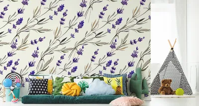 Immagine prodotto di Carta da parati in tessuto non tessuto murale bella lavanda fiori natura 180 cm (L) x 120 cm (H) murale decorazione murale