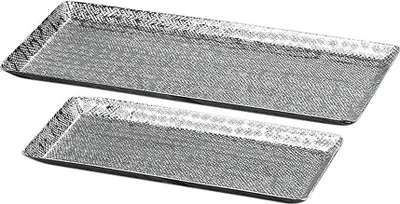 Produktbild von Boltze 3835200 Set 2 Deko-Tabletts Detroit, silber (1 Set)