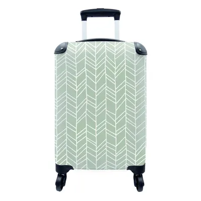 Produktbild von MuchoWow® Koffer Handgepäck Trolley Rollkoffer Kleine Reisekoffer mit 4 Rollen - Grün - Weiß - Muster - Cabin Size < 55x40x23 cm & 55x40x20 cm - Fotokoffer - Kabinenkoffer - Boardgepäck - Reise-Box - Reisekoffer - Reisegepäck - Koffer mit Bild - Trolley für Kinder