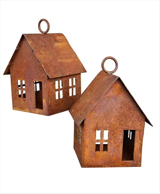 Produktbild von Edelrost Lichterhaus 2er Set Windlicht Gartendeko rostige Deko Kerzenhaus
