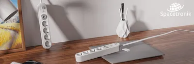 Zdjęcie produktu dla Uniwersalny przedłużacz Spacetronik SR-203 z szybką ładowarką 4 x AC 4 x USB