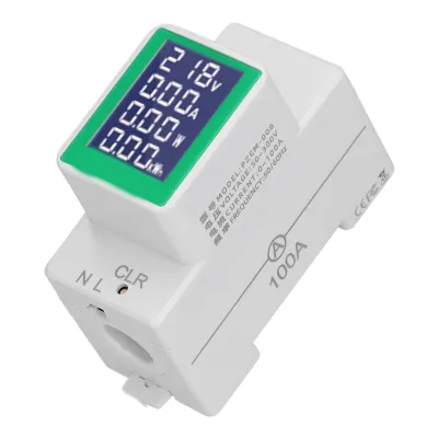 Produktbild von DIN-Schienen-Messgerät, digitales Voltmeter, Amperemeter, Strom- und Energiemonitor, Multimeter-Tester, AC50-300 V, 100 A