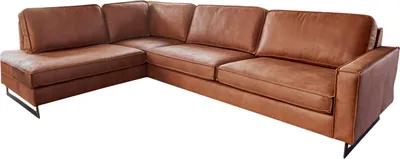 Produktbild von KAWOLA Ecksofa VILNIUS 3-Sitzer mit Recamiere links Kunstleder mit Lederanteil cognac