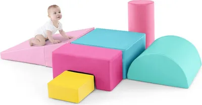 Obrázok produktu pre 6 KS. Penové stavebnice, obrie stavebnice na behanie a lezenie, tmavo ružové