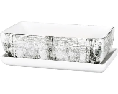 Image de Boîte à cactus KAKTUS GRID avec soucoupe 30 cm noir et blanc