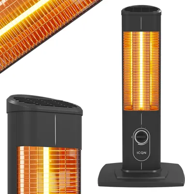 Produktbild von ICQN Stand Heizstrahler 1500 W, Infrarotheizung für Innen- & Außenbereich, Standheizstrahler, Standgerät, IP20