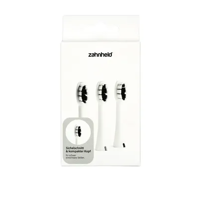 Produktbild von Zahnheld Bürstenkopf Ersatzbürsten Basic Mini - ideal für Gero Schallzahnbürste, 3 Stück, Weiß, kleine Wechselköpfe, für Kinder geeignet