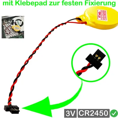 Produktbild von CMOS BIOS Batterie CR2450 mit Stecker Kabel für Minisforum X400 Mini PC RTC Uhrzeit Speicher Batterie
