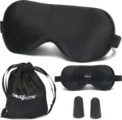 Immagine prodotto di Maschera per gli occhi in seta, comoda per dormire - nero