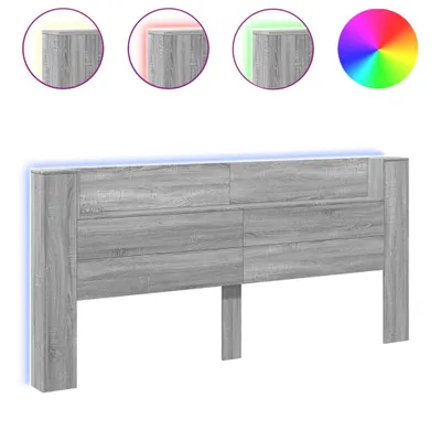 Produktbild von vidaXL LED-Kopfteil mit Ablage Grau Sonoma 220x16,5x103,5 cm