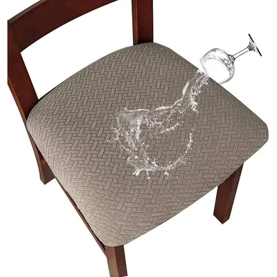 Produktbild von Stuhlhussen Wasserdicht 2er Set, Abnehmbar Waschbar, Stretch für Esszimmer, Taupe