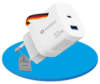 Image de SONERO Chargeur USB-C & USB-A GaN, X-PS121, 2 ports, 33W, blanc