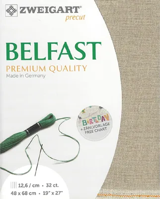 Produktbild von Zählstoff BELFAST Zweigart Precut 32 ct. 3609 Farbe 53 rohleinen, Handarbeitsstoff aus 100% Leinen für Stickerei 48x68 cm