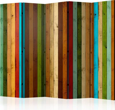 Image de Cloison acoustique en bois Paravent photo 225 x 172 cm imprimé recto-verso sur toile intissé Mousse acoustique Cloison Paravent espagnol Brise-vue Bureau à domicile Aspect bois Planches en bois f-C-0393-z-c