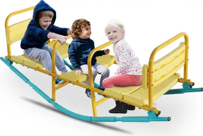 Produktbild von 132.99cm three-person seesaw, children's play toy, garden/school play equipment,slip-resistant, comfortable seats and backrests,high safety standards