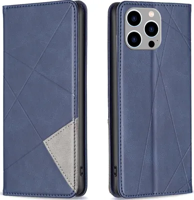 Produktbild von Mobigear Rhombus Slim iPhone 15 Pro Max Hülle Klapphülle - Blau