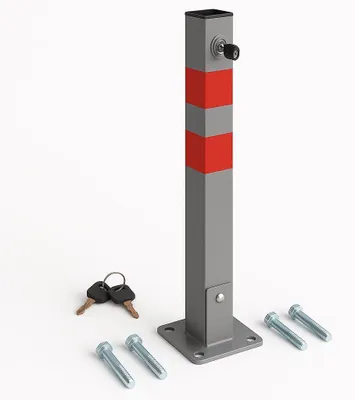 Productafbeelding van Opvouwbare Parkeerpaal - Parkeerbeugel Oprit - Parkeerplaats Beveiligen - Reflecterende Strepen - 65 cm Hoog - Grijs