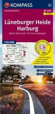 Immagine prodotto di Carta ciclistica KOMPASS 3314 Landa di Luneburgo, Harburg 1:70.000