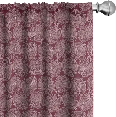 Produktbild von ABAKUHAUS Abstrakt Vorhänge, Gardinen, Hand gezeichnet Zusammensetzung der Slender Spiralen Moderne Artsy Muster, 2 Stück 75 x 225 cm, Pale Maroon und Weiß