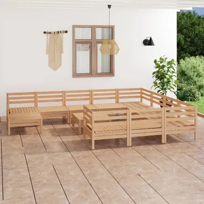 Produktbild von The Living Store 12-tlg. Garten-Lounge-Set Massivholz Kiefer