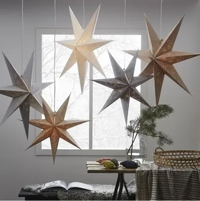Produktbild von Papier Weihnachtsstern Decorus gold - 63x63 cm - Weihnachtsdekoration