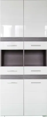 Produktbild von trendteam Bad Hochschrank SetOneRauchsilber Sardegna Rauchsilber Melamin/Weiß Hochglanz Tiefzieh 73 x 182 x 31 cm