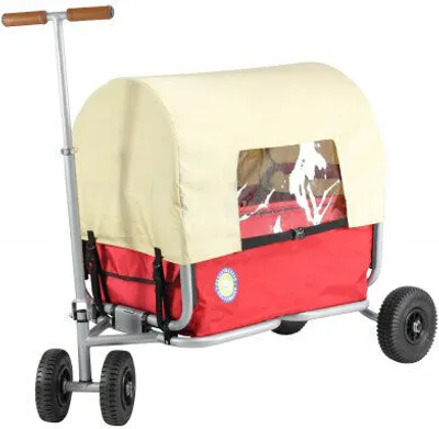 Produktbild von Beachtrekker faltbarer Bollerwagen Life mit integrierter Feststellbremse und Sonnenverdeck Rot und PolyurethanReifen