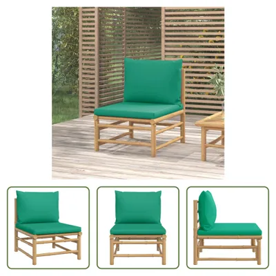 Produktbild von The Living Store Garten-Mittelsofa mit Grünen Kissen Bambus