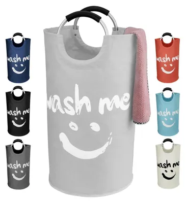 Productafbeelding van Grote wasmand, 115 liter, inklapbaar, met handgrepen, lichtgrijs, 43x79 cm
