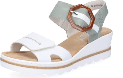 Produktbild von Rieker Damen Sandale Sandalette Schnalle Plateau Keilabsatz 67476, Größe:42 EU, Farbe:Weiß