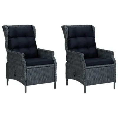 Image de vidaXL Salon de jardin 9 pièces avec coussins Poly rotin gris foncé