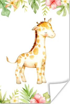 Produktbild von MuchoWow® Poster Giraffe - Dschungel - Aquarell 40x60 cm - Plakate für die Wand - Poster Babyzimmer