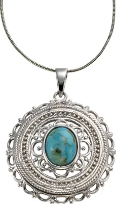 Zdjęcie produktu dla Naszyjnik Zeeme Gemstones ze srebra próby 925, długość 42+5 cm, biały turkus, 500245284