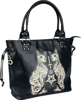 Produktbild von Banned Alternative Handtasche Damen Esoteric Cat Bag schwarz/weiß Standard