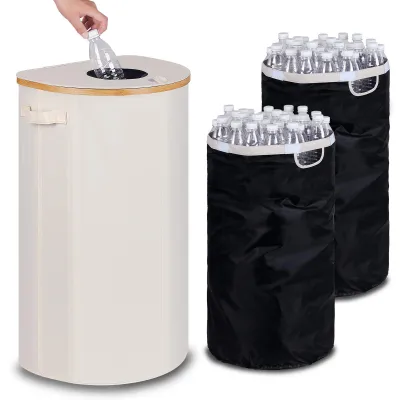 Sammelbehälter 100 L für Pfandflaschen, mit Tragetaschen, Beige