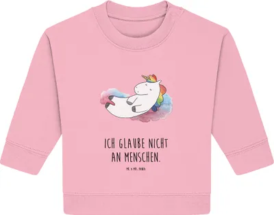 Produktbild von Mr. & Mrs. Panda Organic Baby Pullover Einhorn Wolke 7 6. - 12. Monat - Baumwolle Pink - Geschenk, Einhörner, Menschen, Unicorn, Bullover, Witzig
