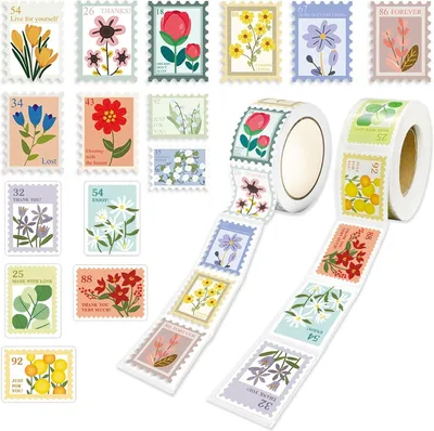 Produktbild von Blumensticker auf Rolle 1000 Stück, 2 Rollen, mehrfarbig, für Scrapbooks