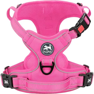 Image de Harnais pour chien anti-traction, taille XS, rose, réfléchissant, avec rembourrage souple et réglable, avec poignée