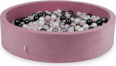 Obrázok produktu pre Guličkový bazén 130x30cm Zamatovo jemná ružová - so 600 guličkami / detská ružová perleťová, strieborná, metalická grafitová, perleťová