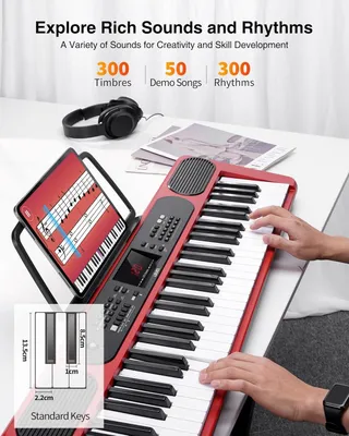 Image de Clavier piano - Clavier électronique - Clavier de piano - Piano numérique - Clavier musical - Rouge
