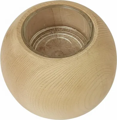 Produktbild von Zirben Teelicht Kugel mit Glas Holzdeko Windlicht 40.10-011